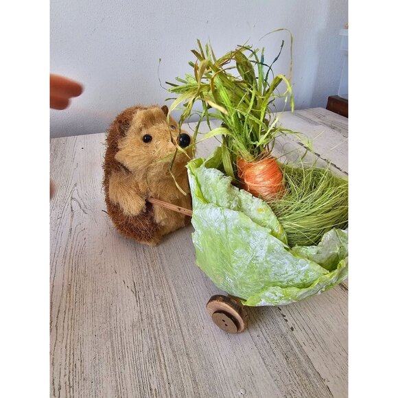 Bottle brush Sisal hedgehog lettuce cart spring Easter decor carrot unique shabb - Picture 6 of 7
